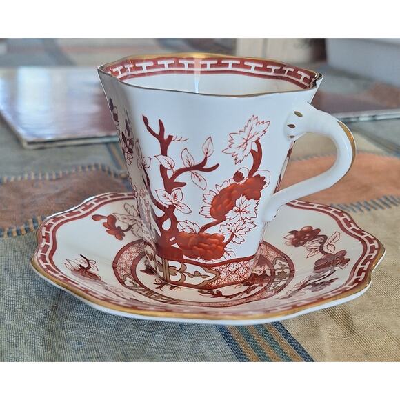 Coalport "Indian Tree Coral"- gold gilded- Demitasse tea/coffee cup-  mint! - Picture 2 of 8